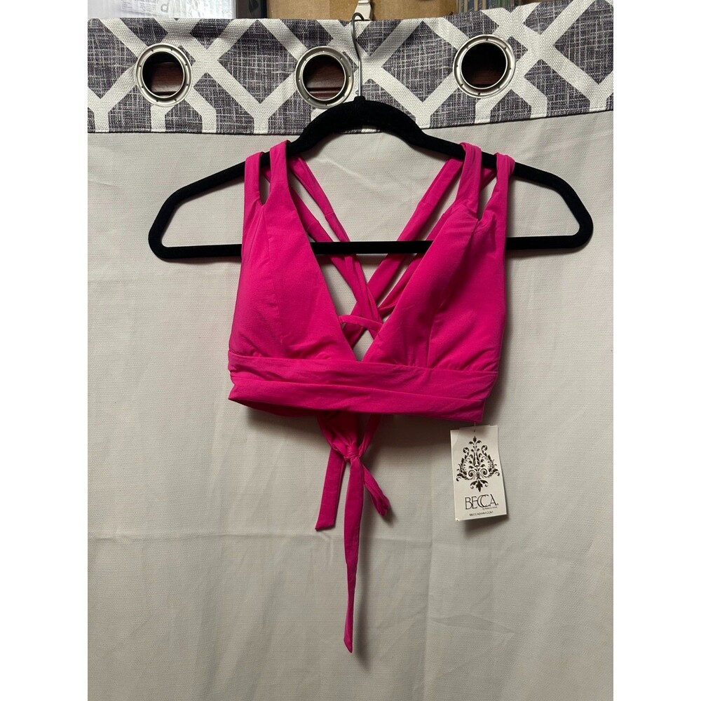 NWT Becca By Rebecca Virtue Color Code Split Strap Halter Swim Top Size Large